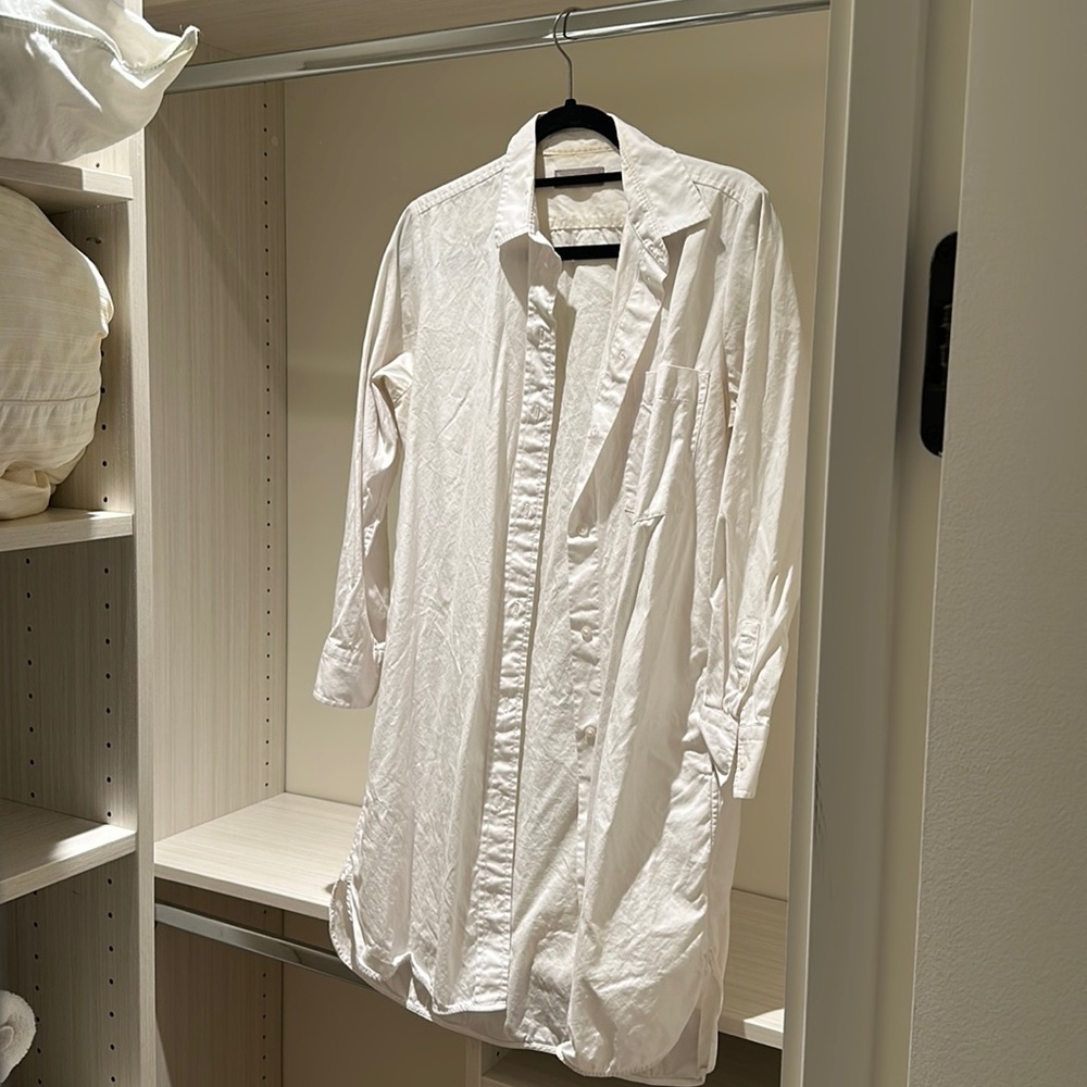 Everlane white shirt dress